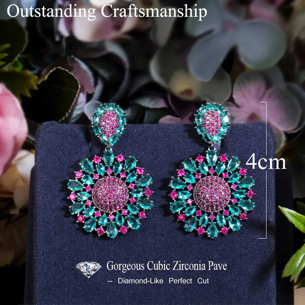 1 Pair Fairy Style Wedding Sweet Circle Plating Inlay Copper Zircon White Gold Plated Rhodium Plated Drop Earrings