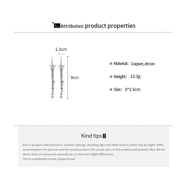 1 Pair Elegant Star Copper Zircon Ear line