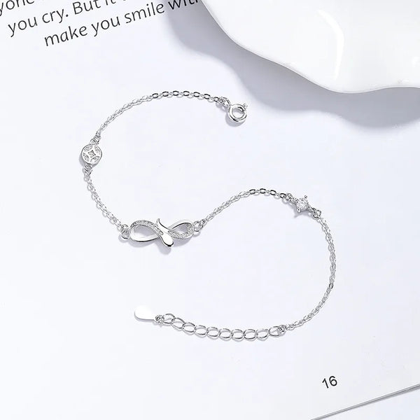 925 Sterling Silver Unlimited Loop Lucky 8 Bracelet Women's Fashion Ins Light Luxury Zircon Bracelet Bracelet Birthday Gift