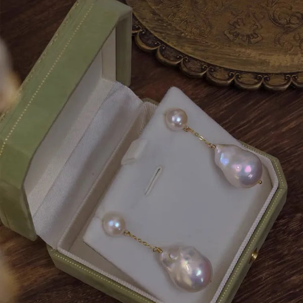 Vintage Natural Baroque Pearl Earrings for Women Simple Silver Colors  Jewelry Accessories