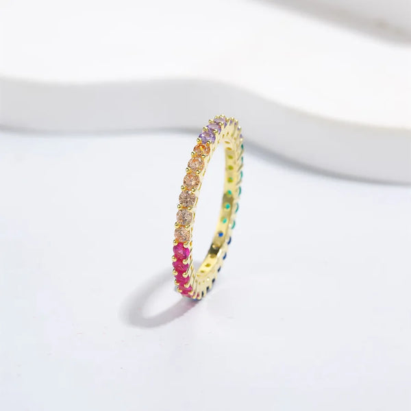 925 Sterling Silver Zircon Color Block Rings
