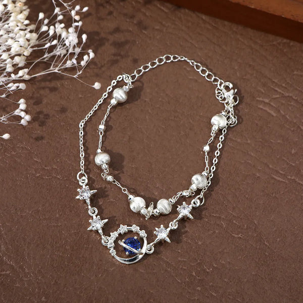 Moon Bracelet for Women in Real Gold Plated Copper with Zircon Inlay, Elegant Golden Jewelry