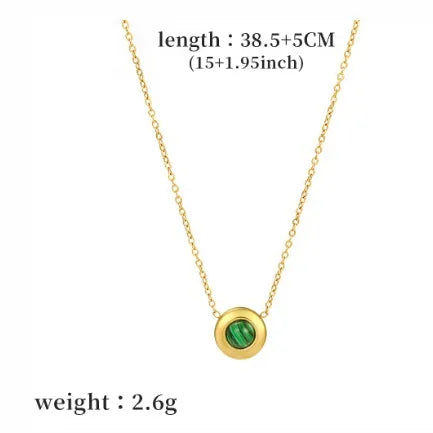 Wholesale Jewelry Simple Style Round 304 Stainless Steel Natural Stone Inlay Necklace cable chain