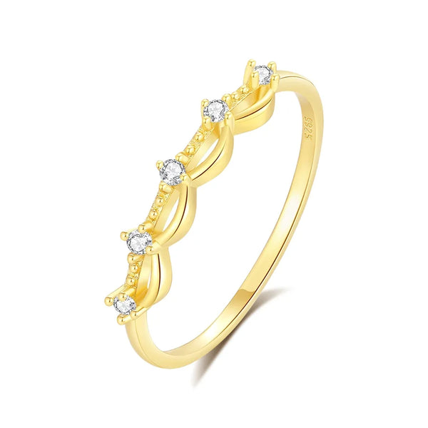 925 Sterling Silver Zircon Curve Rings