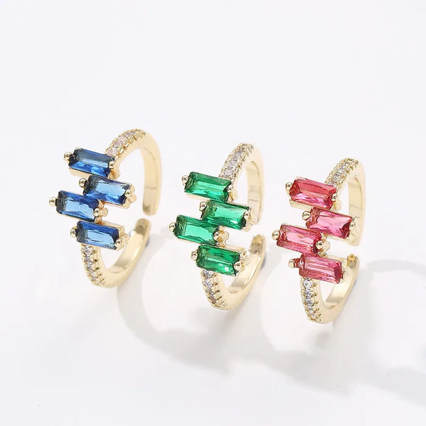 fashion geometric copper plating zircon open ring 1 piece