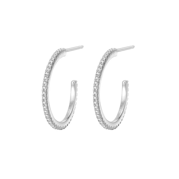 Luxury Full Diamond Hoop Earrings S925 Sterling Silver Large Circle Earrings Micro Pave Zircon Elegant Earrings Simple High-end Sense Stud Earrings