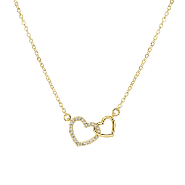 simple style heart shape copper plating zircon necklace 1 piece