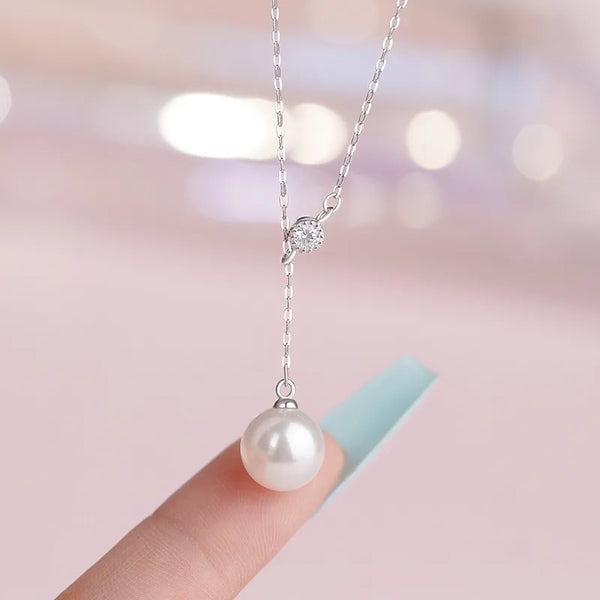 Yongcheng S999 Pure Silver Pearl Necklace For Women French Style Luxury Gentle Elegant Design Vintage Clavicle Chain