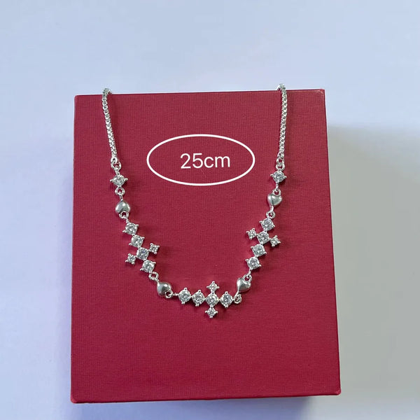 Fresh and Sweet Copper Inlaid Zircon Heart-Shaped Cross Adjustable High-End Water Plated Silver Simple Style Bracelet