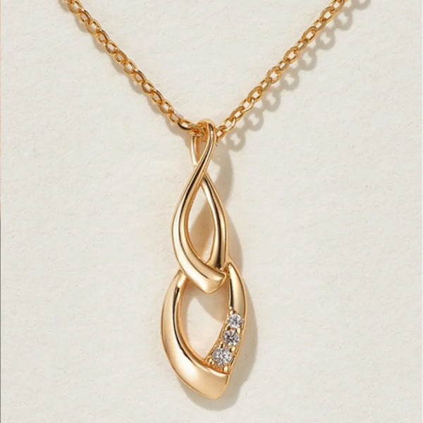 Infinity Necklace For Women in Simple Style, 925 Sterling Silver with 18K Real Gold Plated Pendant