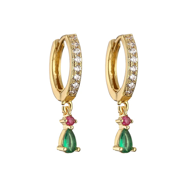 1 pair casual elegant vacation water droplets plating inlay copper zircon 18k gold plated drop earrings
