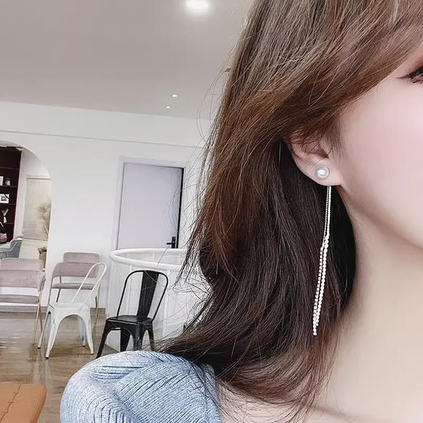 1 pair elegant glam tassel plating inlay alloy artificial rhinestones artificial pearls gold plated ear line