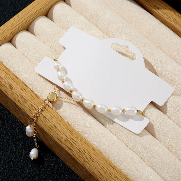 Oval Waterproof Non Tarnish Freshwater Pearl Bracelet for Women with KC Golden PVD Coated Beaded Chain