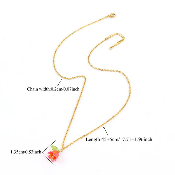 Wholesale Jewelry Elegant Simple Style Flower 201 Stainless Steel Arylic Pendant Necklace cable chain