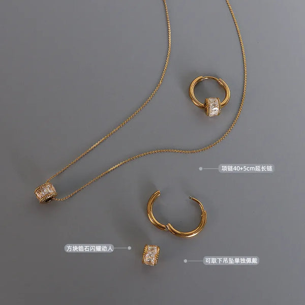 Wholesale Jewelry Fashion 304 Stainless Steel Zircon 18K Gold Plated