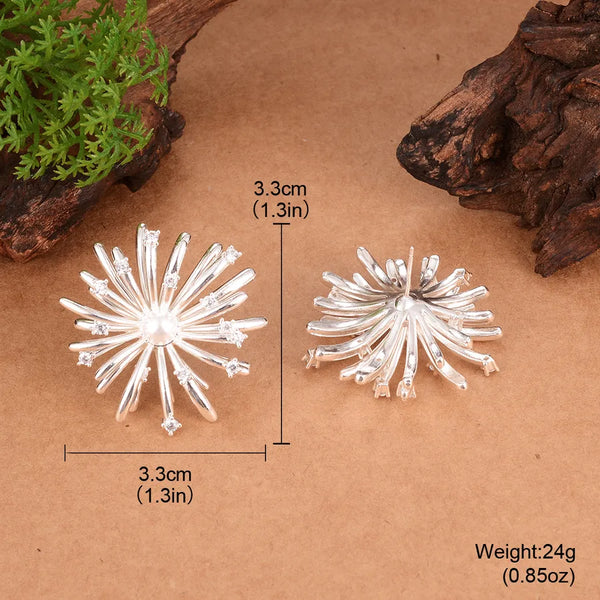 1 Pair Vacation Flower Copper Zircon 18K Gold Plated Ear Studs
