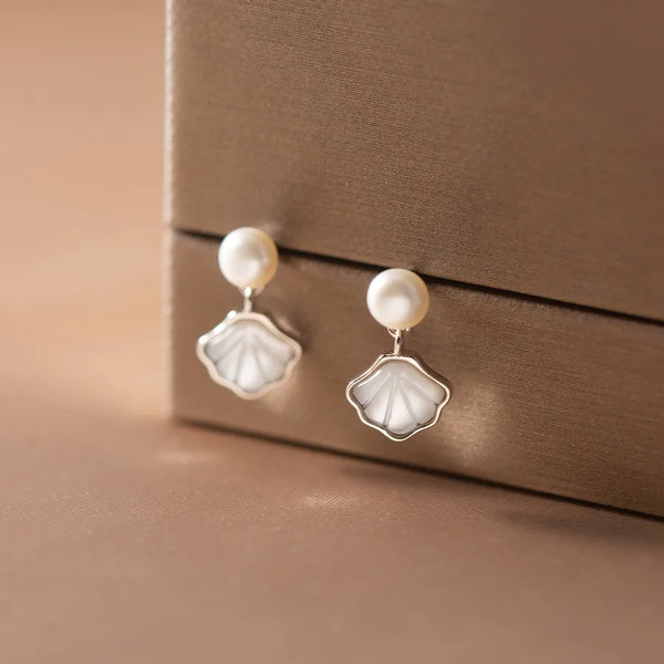 1 Pair 925 Sterling Silver Shell Drop Earrings