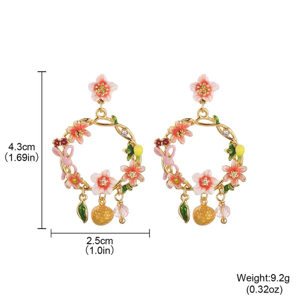 1 Pair Elegant Lady Pastoral Flower Copper 18K Gold Plated Drop Earrings