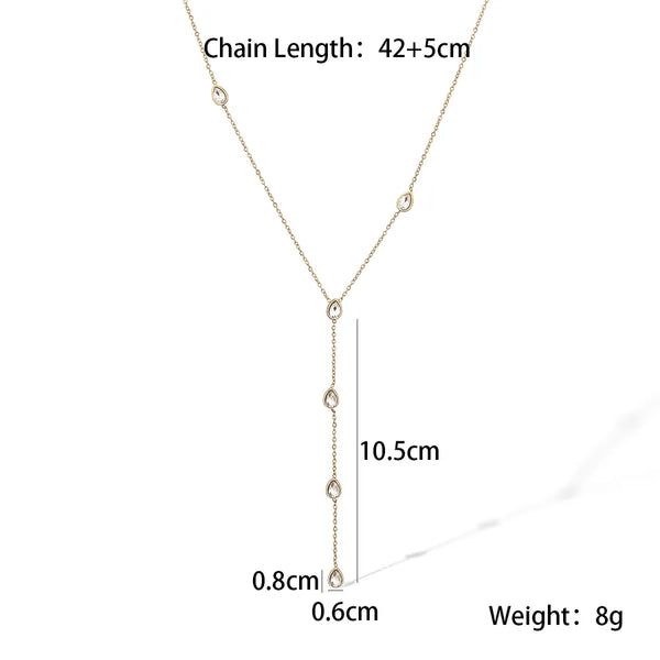 Wholesale Jewelry Retro Simple Style Water Droplets 304 Stainless Steel cable chain Y-Necklace