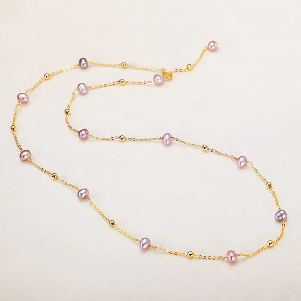 Purple Freshwater Pearl Necklace Women's Versatile Starry Sky Design Summer Clavicle Chain Jewelry Simple Style Water Flow Craft