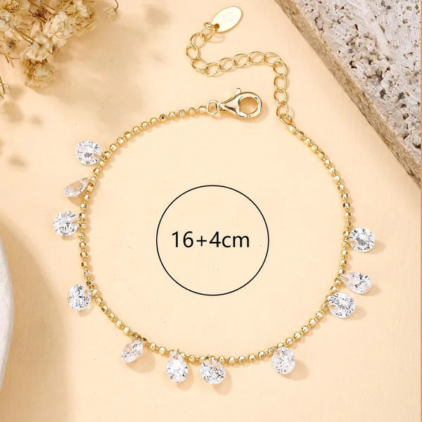 1 Piece 925 Sterling Silver Round Water Droplets 925 sterling silver ball chain Bracelets
