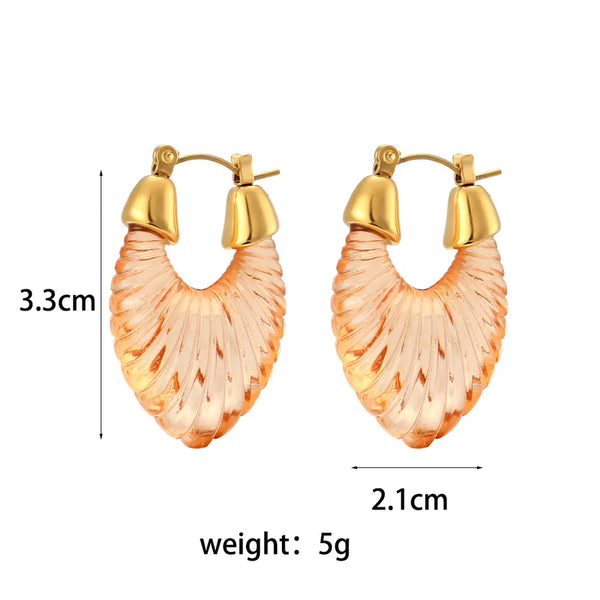 Sweet Stripe Transparent Arylic 18K Gold Plated Earrings