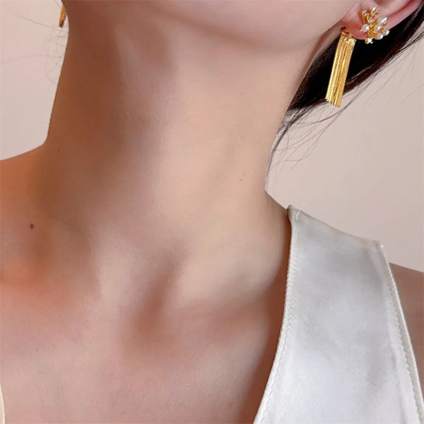 1 Pair Elegant Lady Tassel Fireworks Irregular Plating Copper Drop Earrings