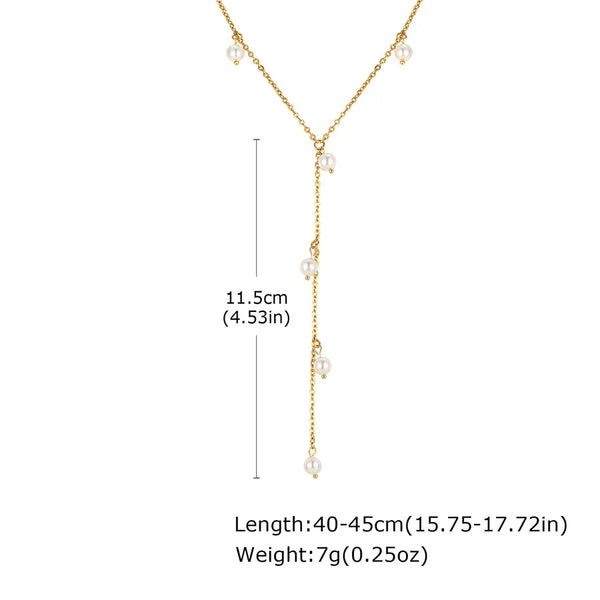 Wholesale Jewelry Simple Style Pearl 304 Stainless Steel 18K Gold Plated Pendant Necklace