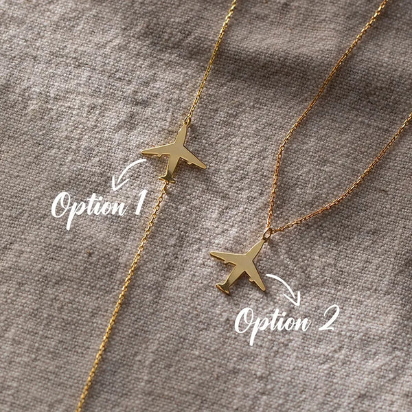 Single 304 Stainless Steel Electroplated 18K Gold Women's Exquisite Airplane Pendant Necklace, Gold Airplane Necklace, Travel Necklace, Travel Enthusiast Gift Jewelry Gift