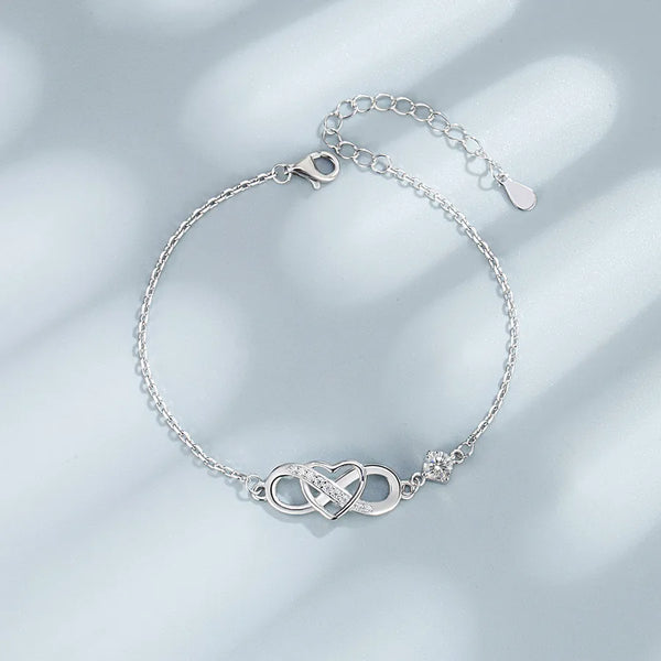 925 Sterling Silver Diamond Love Infinite 8-word Bracelet Women's All-match High-end  Jewelry Bracelet  Jewelry
