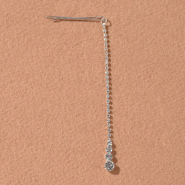 Commute Style Hairpin for Women in Silver Alloy with Rhinestone Inlay
