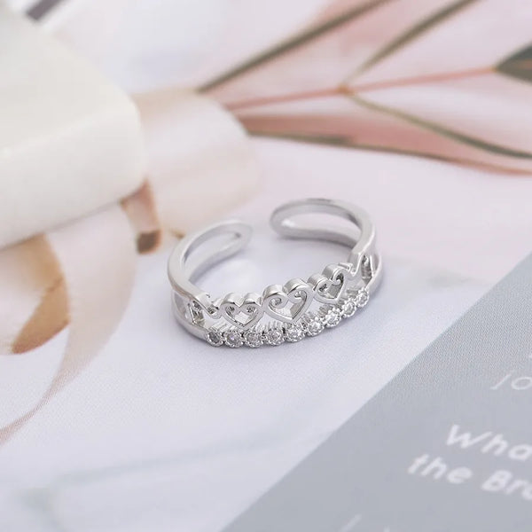 simple style heart shape copper plating open rings