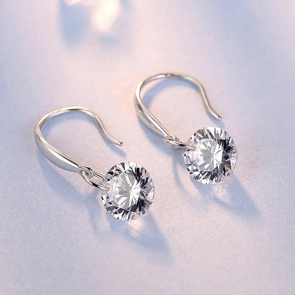 925 Silver Simple Zircon Diamond Stud Earrings Fashionable Ladies Personality Ear Jewelry Geometric Pattern Cartoon Style