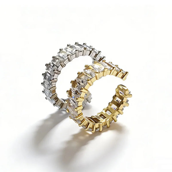 Geometric Adjustable Women's Ring in Copper Alloy with 18K Gold Plated PVD Coating, Waterproof, 0.03µm Thickness