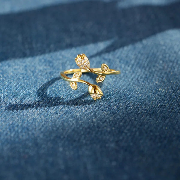foreign trade s925 sterling silver rose flower opening ring Women's simple fashion  style personalized finger ring