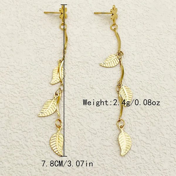 1 Pair Elegant Lady Streetwear Leaves Plating 304 Stainless Steel 14K Gold Plated Drop Earrings