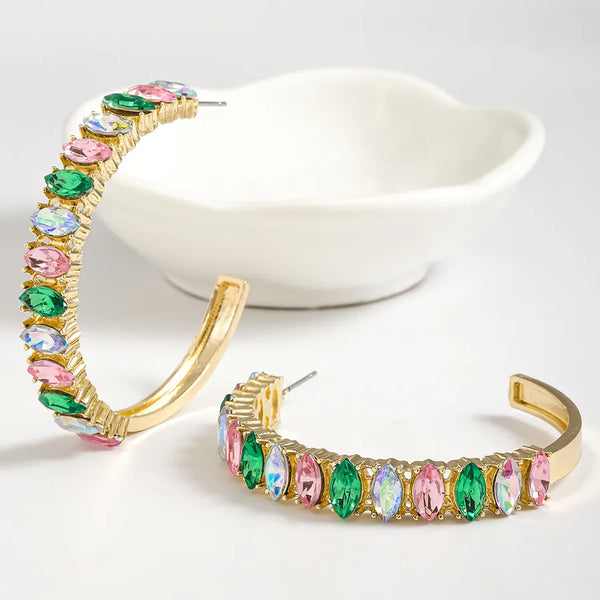 1 Pair Classic Style Shiny C Shape Inlay Alloy Rhinestones K Gold Plated Ear Studs