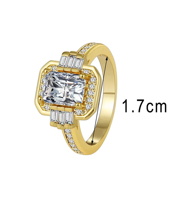 Wholesale Jewelry IG Style Simple Style Rectangle Copper Zircon Inlay Rings