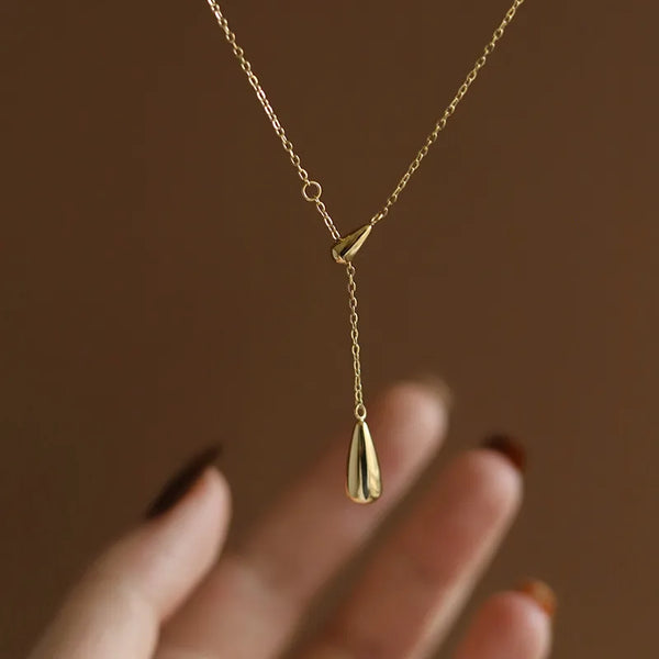 simple style water droplets titanium steel plating pendant necklace