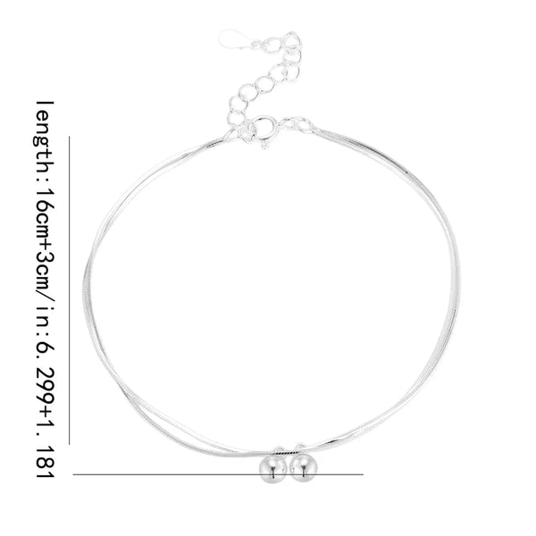 New Style Double Layer Simple Silver Bracelet Women's Fashionable Versatile Stackable S925 Pure Silver Jewelry Accessory