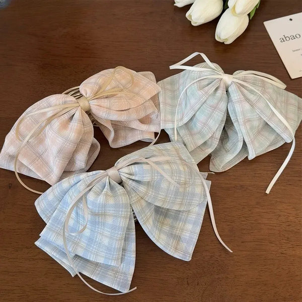 Sweet Women's Plaid Cloth Hair Clip