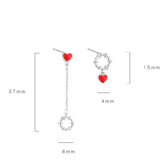 1 Pair 925 Sterling Silver 925 Sterling Silver Earrings Heart Shape Drop Earrings