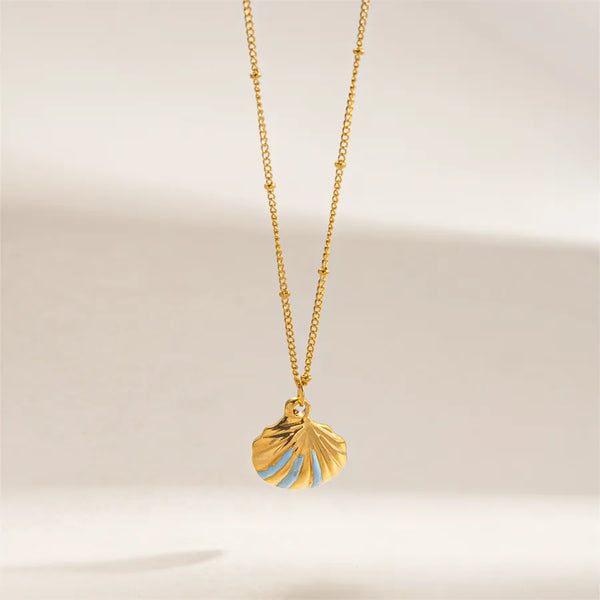For Women Pastoral Style Shell Necklace with Electroplated Gold Plating Process in Steel Color