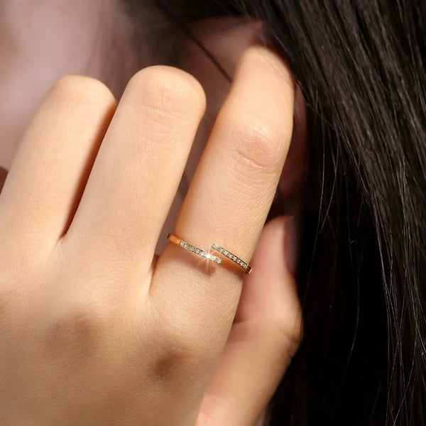 925 Sterling Silver Zircon Geometric Open Rings 925 Sterling Silver Rings