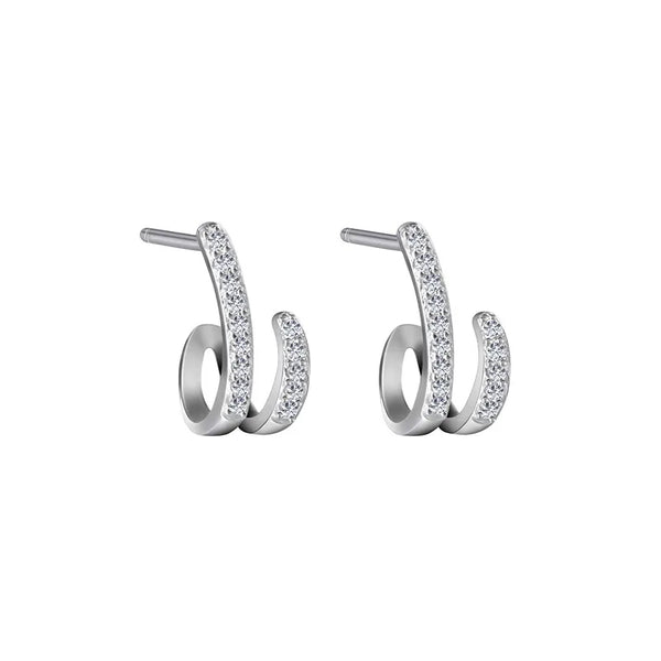 1 Pair 925 Sterling Silver Zircon Geometric Ear Studs