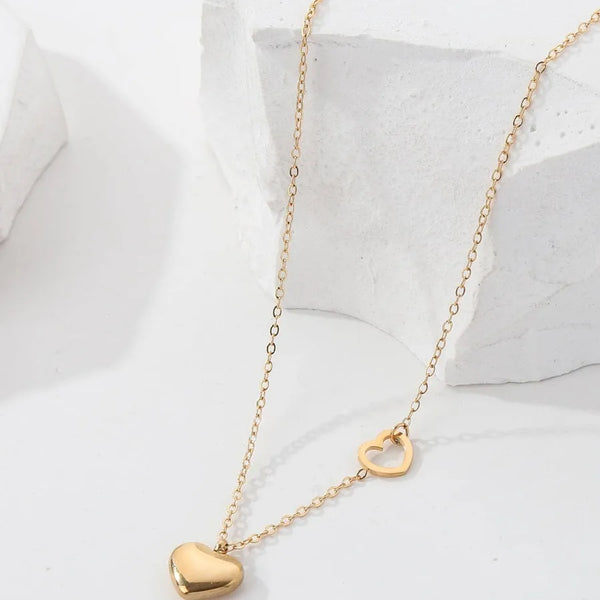 Copper 18K Gold Plated IG Style Heart Shape Key Lock Inlay Zircon Pendant Necklace