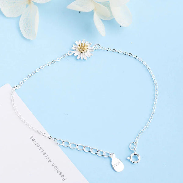 Daisy Bracelet Women's S925 Sterling Silver Simple Student Fresh Flower Hand Jewelry New Style Fashion Accessories