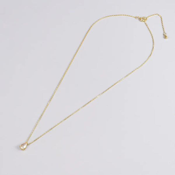 Wholesale Jewelry Elegant Water Droplets 304 Stainless Steel Titanium Steel Artificial Rhinestones 18K Gold Plated Diamond Pendant Necklace