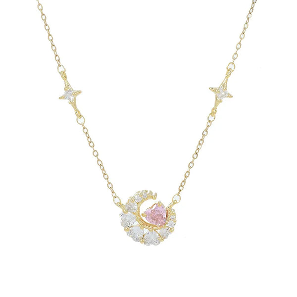 1 piece fashion star moon heart shape copper inlaid zircon pendant necklace