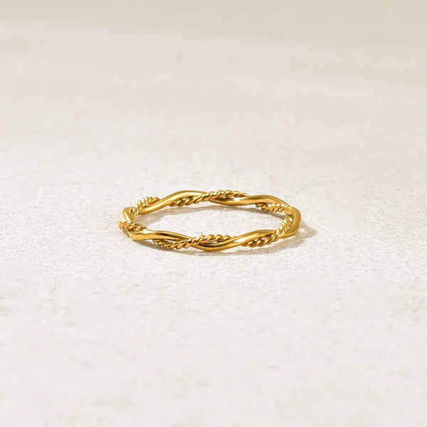 New Style Titanium Steel Twisted Ring For Women Simple Fashion Personality Double Line Braid Ring Classic Pure Color Gold